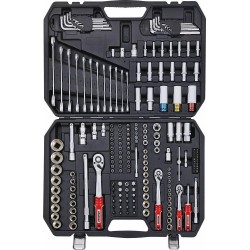 Coffret cliquet et douilles 1/4" 3/8" 1/2" - 198 pcs