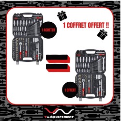 Lot de 2 coffrets de douilles 1/4" 3/8" 1/2" - 1 OFFERT