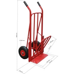 Diable 250kg avec bavette rabattable et roues gonflables