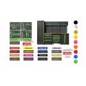 ENSEMBLE DE MEUBLES MODULAIRES POUR GARAGE (18 PCS) + JEU DE 4 MODULES EVA CARBONE POUR OUTILS