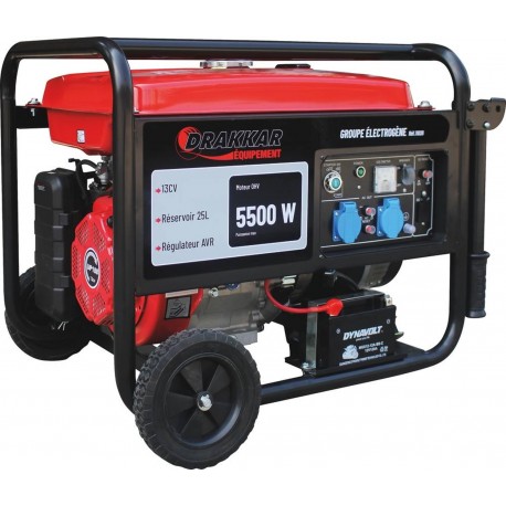 Groupe électrogène AVR monophasé essence 5500W 13CV démarrage électrique avec kit brouette - Drakkar equipement