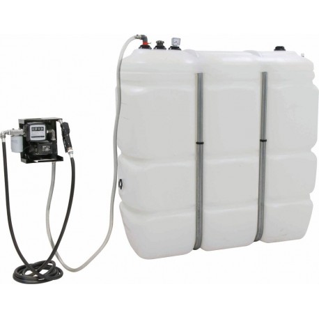 Cuve de stockage gasoil PEHD DP 1500L et pompe gasoil 50 l/min - usage intérieur