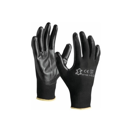 Gants de manutention enduit nitrile noir - T8 - Lot de 12 paires