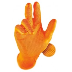 Lot de 10 Boîtes de Gants Jetables 240mm, 0.15mm, Orange, Taille M, 50 Gants par Boîte, Grip Exceptionnel, Résistance Chimique