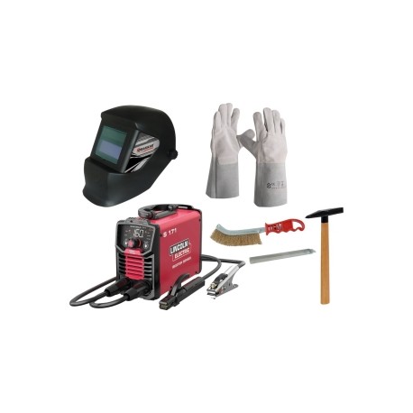 Lot poste à souder S171, brosse, marteau, cagoule, gants et baguette