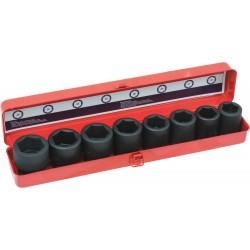 Douilles à chocs 3/4" de 26 à 38mm pour Poids lourd - coffret métallique de 8 pcs