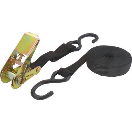 Sangle bagagère à cliquet séparé 25mm 5m 400kg avec crochets en S