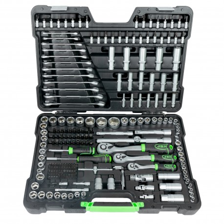 Coffret à outils 216 pièces avec douilles hexagonales 1/4", 3/8" et 1/2" - JBM