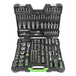 Coffret à outils 179 pièces avec douilles hexagonales 1/4", 3/8" et 1/2" finition chromée - JBM