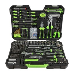 Coffret à outils 302 pièces avec douilles hexagonales 1/4" et 1/2" finition zinguée