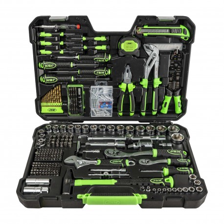 Coffret à outils 302 pièces avec douilles hexagonales 1/4" et 1/2" finition zinguée