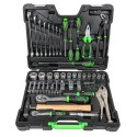 Coffret à outils 72 pièces avec douilles hexagonales 1/4" et 1/2" finition zinguée - JBM