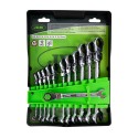 Jeu de 12 clés mixtes à cliquet articulées 72 dents de 8 à 19 mm pour mécanique et maintenance - JBM