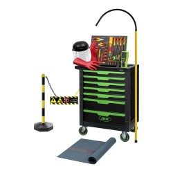 Servante d'atelier 7 tiroirs verte spécial VDE pour véhicules électriques et hybrides