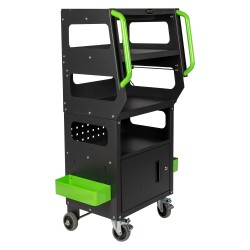 Servante de diagnostic multifonction avec 4 plateaux et compartiment verrouillable