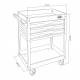 Servante d'atelier 1 plateau, 3 tiroirs avec grilles latérales et étagère inférieure