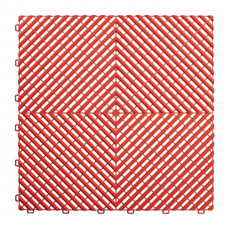 Dalle de sol en polypropylène (PP) rouge perforée pour garage, atelier et espaces professionnels