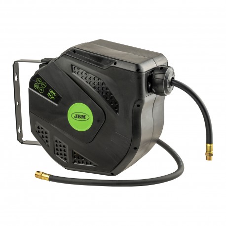 Enrouleur automatique de tuyau d'air comprimé 12 + 1 m 3/8" avec réenroulement automatique - Vert