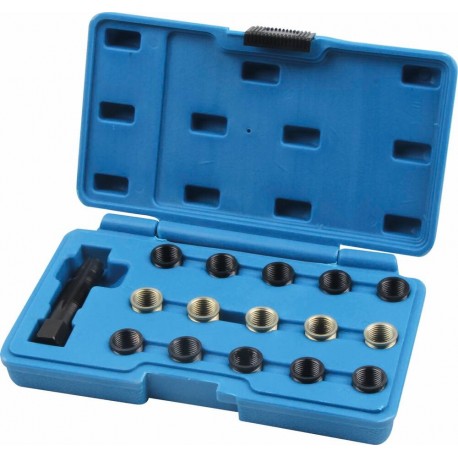 Coffret de taraud et inserts pour réparation de filetages de bougies d'allumage – 16 pièces