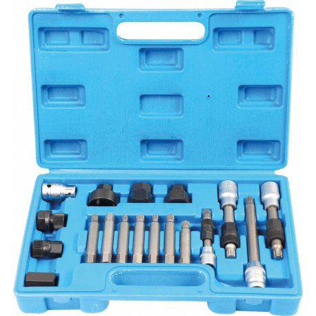 Coffret d'outils pour démontage de poulies d'alternateur débrayables – 18 pièces