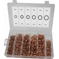 Coffret de joints de vidange en cuivre – 525 pièces