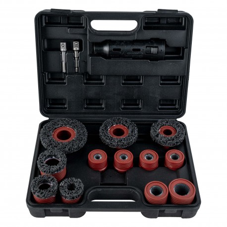 Jeu professionnel de nettoyage de moyeux de roue 15 pièces avec brosses pour goujons et disques abrasifs