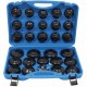 Coffret de 30 cloches en acier pour filtres à huile avec entraînement 3/8" compatible voitures et utilitaires