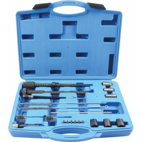 Kit de nettoyage des sièges d'injecteurs 14 pièces avec fraises, brosses et extracteur de joints