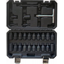 Coffret de clés pour bouchons de vidange 26 pièces avec embouts VAG, Torx, carrés et hexagonaux