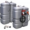 Kit de 2 cuves de stockage gasoil PEHD double paroi 2 x 1000 L avec pompe 230 V 60 L/min