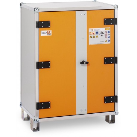 Armoire de sécurité anti-feu lockEX® 2.0 8/10 Premium 230 V avec pieds pour la charge de batteries lithium-ion