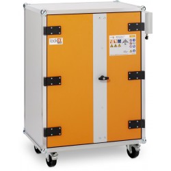 Armoire de sécurité anti-feu lockEX® 2.0 8/10 Premium SIM 400 V avec roulettes pour batteries lithium-ion