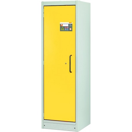 Armoire anti-feu PROline 6/20 F90 1 porte gauche jaune avec bac de rétention 33 L pour stockage de produits dangereux