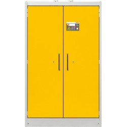 Armoire anti-feu PROline 12/20 F90 2 portes jaunes avec bac de rétention 33 L pour stockage de produits dangereux