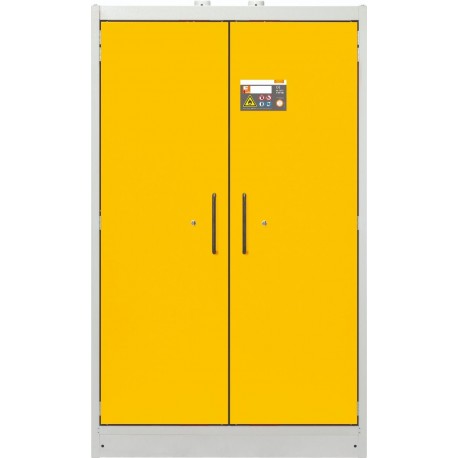 Armoire anti-feu PROline 12/20 F90 2 portes jaunes avec bac de rétention 33 L pour stockage de produits dangereux