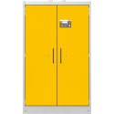 Armoire anti-feu PROline 12/20 F90 2 portes jaunes avec bac de rétention 33 L pour stockage de produits dangereux