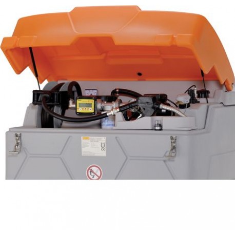 Cuve gasoil GO CUBE Outdoor Premium CMO10 Plus 1000 L avec pompe 230 V, compteur digital, capot PE et contrôle d'accès