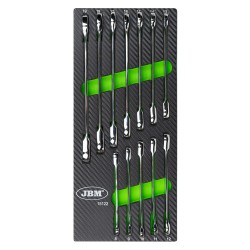 Module de 12 clés mixtes à cliquet en acier Chrome Vanadium CrV – Tailles de 8 à 19 mm pour servante et atelier