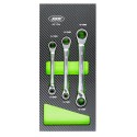 Module de 3 clés mixtes à cliquet 72 dents type 4 en 1 en acier Chrome Vanadium CrV – Dimensions de 8 à 19 mm