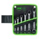 Jeu de 6 clés à cliquet 72 dents doubles 8 à 19 mm – Profil 12 pans pour serrage rapide en espaces restreints