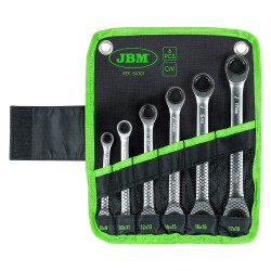 Jeu de 6 clés à cliquet 72 dents doubles 8 à 19 mm – Profil 12 pans pour serrage rapide en espaces restreints