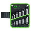 Jeu de 6 clés à cliquet 72 dents doubles 8 à 19 mm – Profil 12 pans pour serrage rapide en espaces restreints