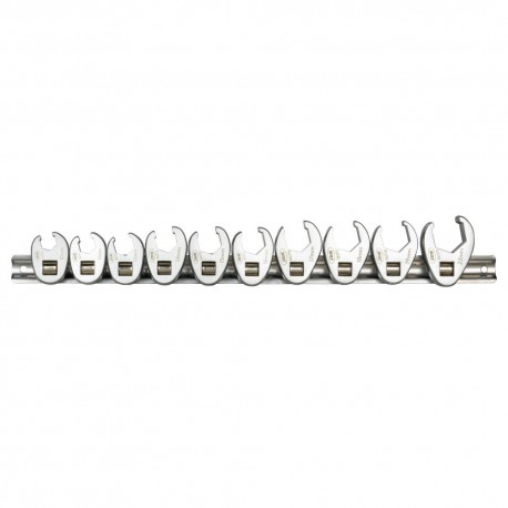 Jeu de 10 clés à fourche Crowfoot 3/8" en acier Chrome Molybdène de 10 à 22 mm pour mécanique professionnelle
