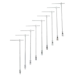 Jeu de 9 clés à douille avec manche en T articulé de 7 à 19 mm en acier Chrome Vanadium pour mécanique professionnelle