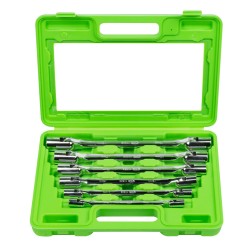 Coffret de 6 clés à douille articulées 12 pans de 8x9 à 18x19 mm en acier carbone et Chrome Vanadium