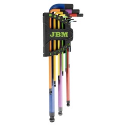 Jeu de 9 clés Allen extra-longues à bout sphérique en acier Chrome Vanadium de 1,5 à 10 mm pour mécanique