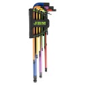 Jeu de 9 clés Allen extra-longues à bout sphérique en acier Chrome Vanadium de 1,5 à 10 mm pour mécanique