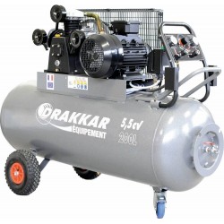 Compresseur à courroie 200 L 5,5 CV triphasé avec tête en W, cuve 9 bar, enrouleur fixe et débit 450 L/min