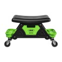 Tabouret d'atelier en acier avec plateaux amovibles, roulettes, rangement pour outils et charge 136 kg