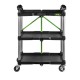 Servante mobile pliable 3 plateaux avec structure aluminium, roulettes et rangement pour atelier et garage